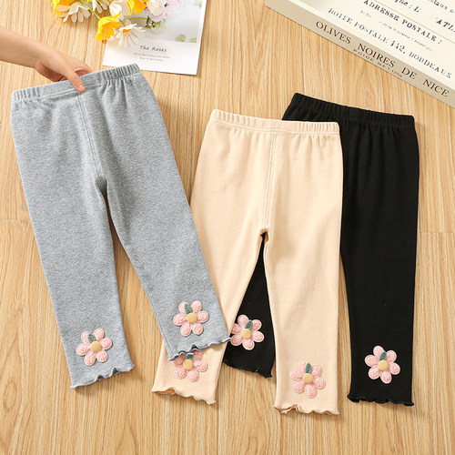 新款纯棉女童修身打底裤