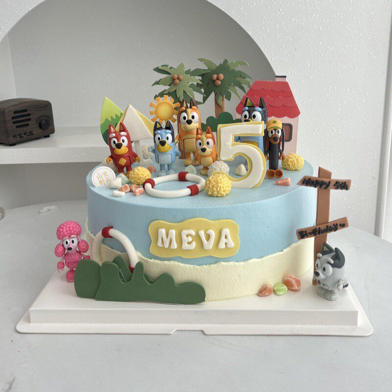 卡通小狗布鲁衣公仔男孩女孩宝宝甜品台装扮插件儿童生日蛋糕装饰