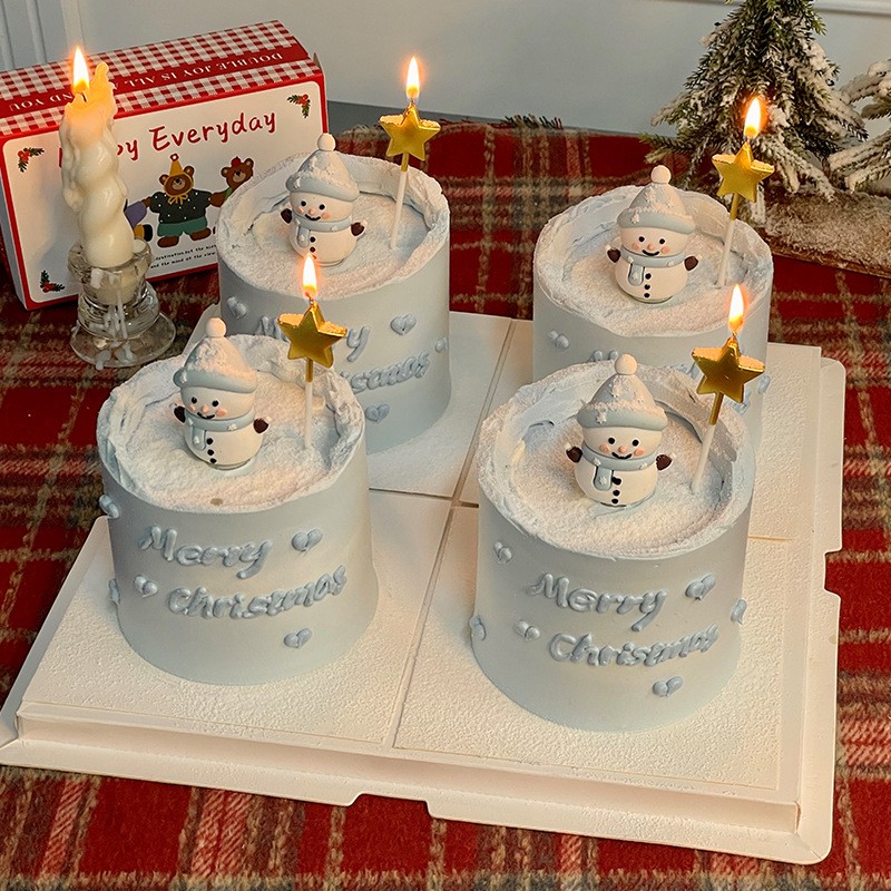 ins圣诞小雪人五角星蛋糕装饰