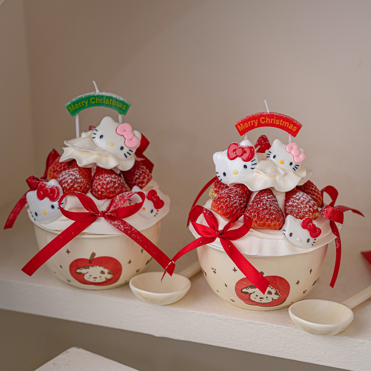 2026网红圣诞陶瓷碗kt猫蛋糕装饰