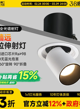 可拉伸缩射灯led嵌入式旋转可调角度背景墙照画玄关高显色象鼻cob