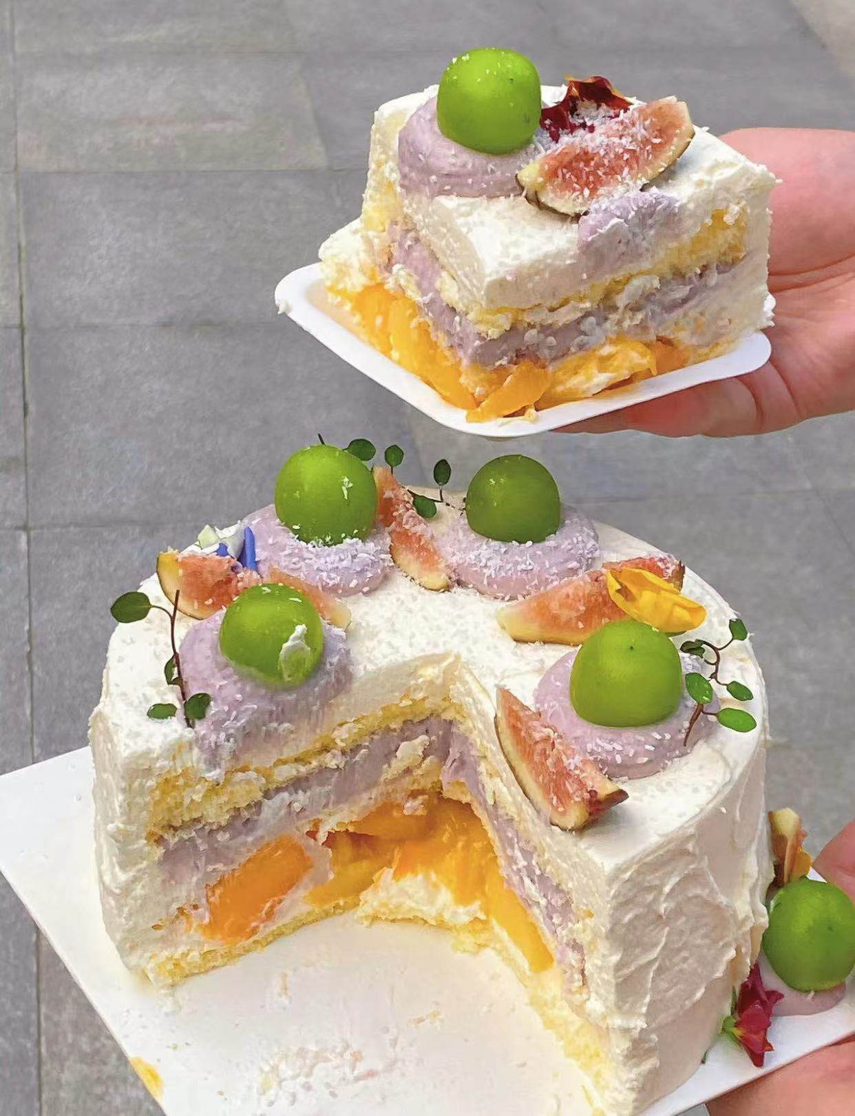 无蔗糖芒果芋泥蛋糕上海同城动物奶油新鲜水果荔浦芋泥夹层清新