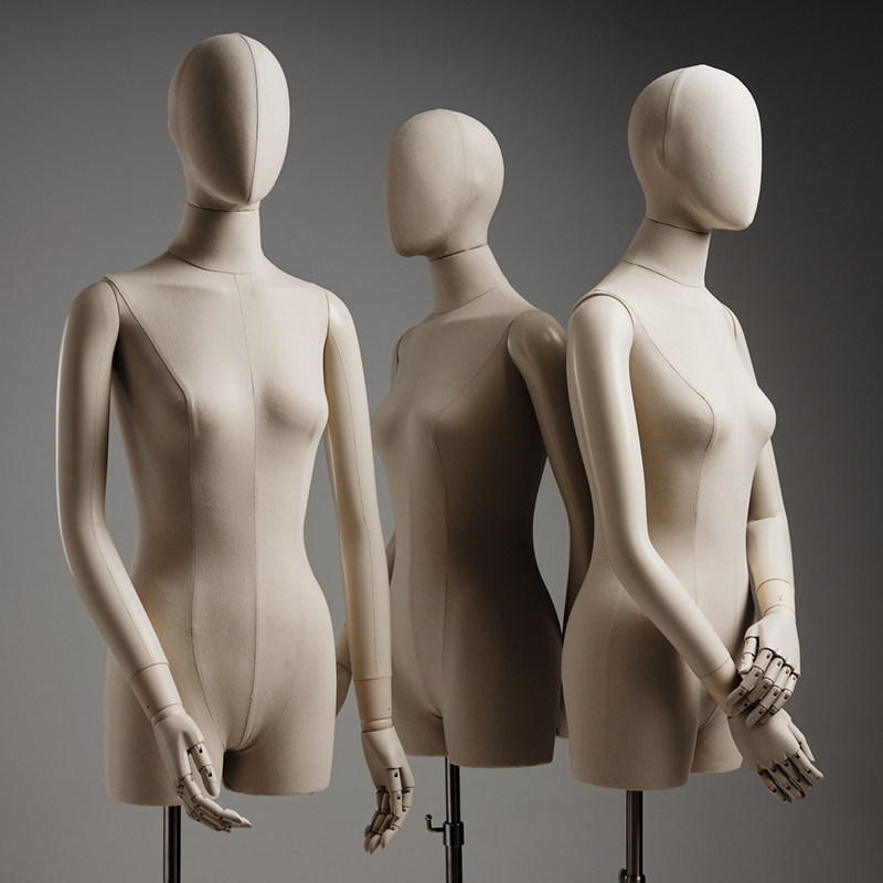 服装店女平肩模特展示架全身可活动调节女半身坐模假人偶橱窗道具