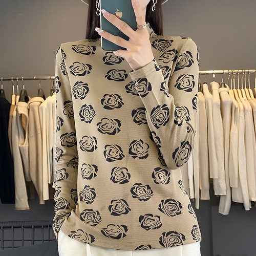 撤柜处理！秋冬新款印花打底小衫遮肚子保暖双面磨毛德绒内搭上衣