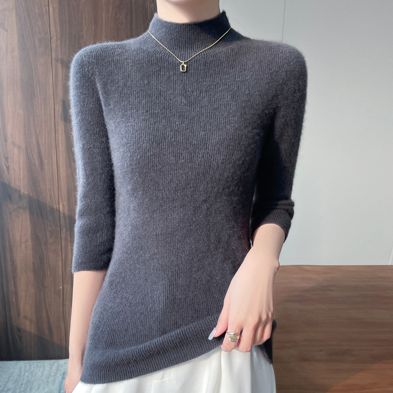 撤柜处理！一线成衣安迪绒半高抽条半袖配大衣内搭修身打底衫毛衣