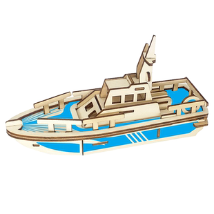 【迪尔乐斯】救生艇木质拼装模型3d立体拼图儿童益智手工玩具