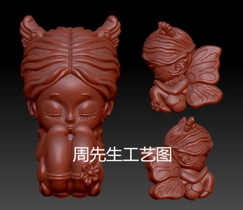 蝴蝶仙子花仙子精灵三维立体圆雕图stl文件3d打印模型雕刻机 Q777