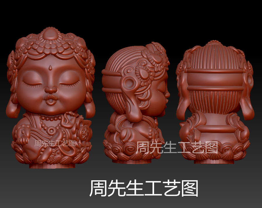 stl文件三维立体图圆雕图绿度母观音菩萨佛头雕刻机3d模型Q549