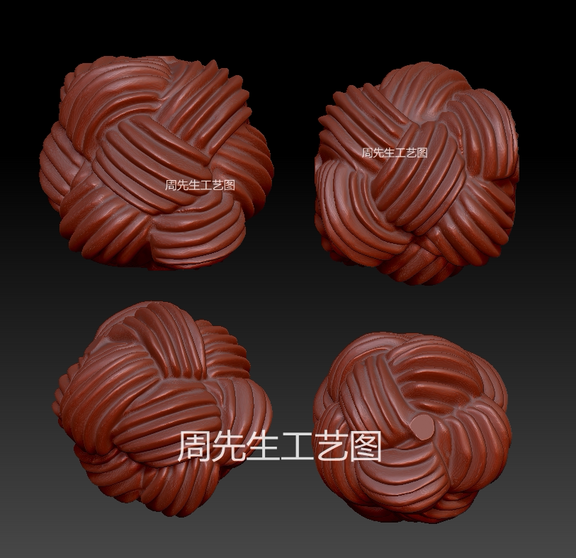 毛线球三维立体图圆雕图stl牙雕玉雕珠子配饰3d模型中国结 Q563