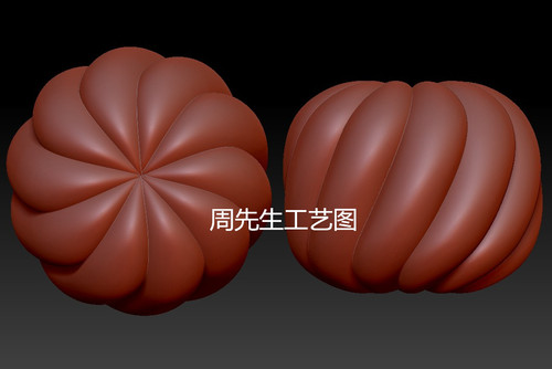 扭瓜珠子10瓣手串配饰三维立体圆雕图纸stl文件雕刻机3d模型 Q736