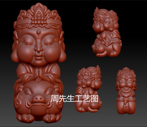 三维立体图圆雕图stl佛 可爱猪 3d打印模型雕刻图生肖猪佛猪 Q713