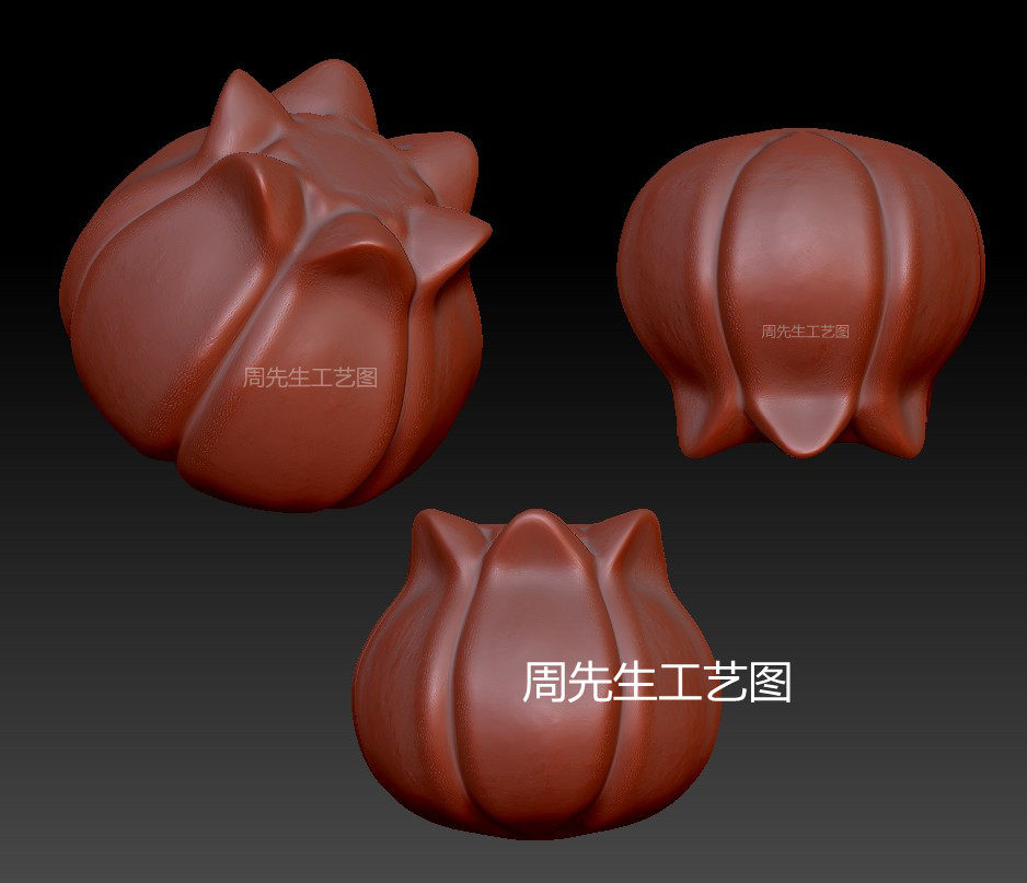 stl图圆雕图三维立体雕刻图3D模型四轴木雕图石榴花手链 Q493