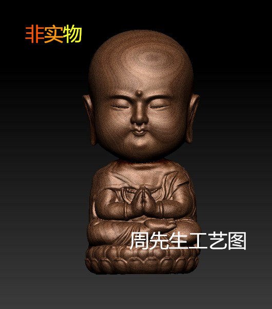 橄榄核雕三维立体图 精雕圆雕图stl佛头三通大头小和尚 625