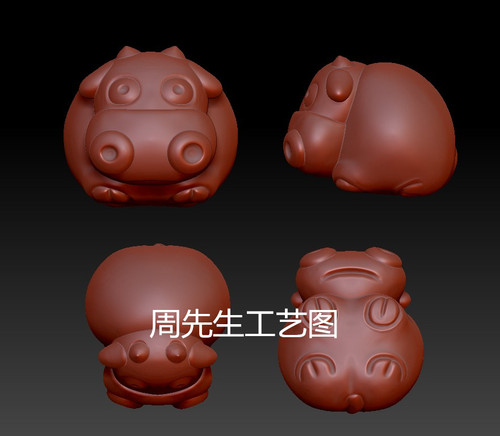 河马精雕图浮雕图圆雕图立体图stl木雕图玉雕图3D打印模型 Q665