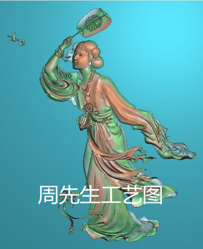 美女扑蝶精雕图JDP侍女人物浮雕图仙女仕女古代美女背板屏风AS506