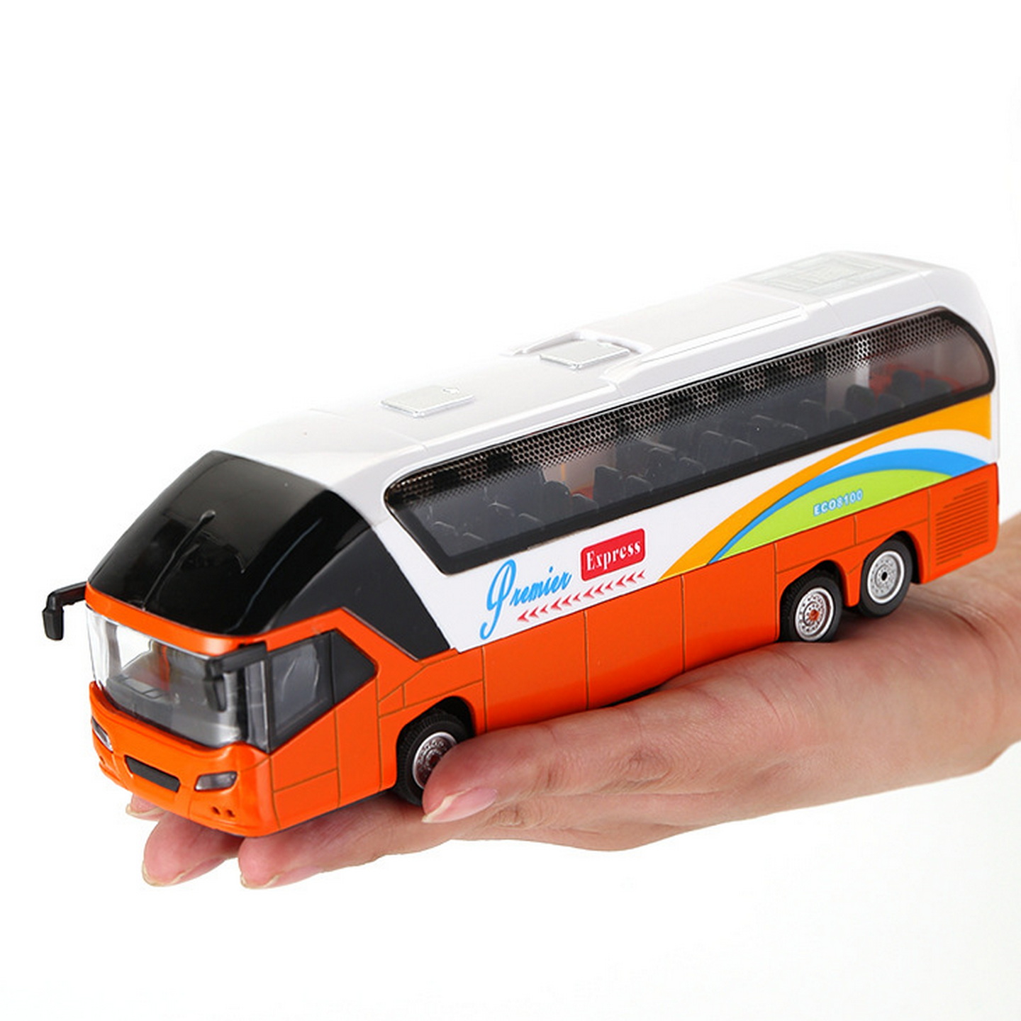 合金双层巴士汽车模型回力声光侧开门长途客车大巴公交车玩具车模