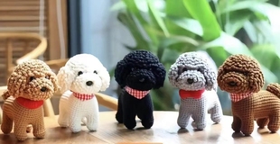 钩针泰迪犬纯手工小狗材料包生日礼物diy挂件摆件针股紧做工精细