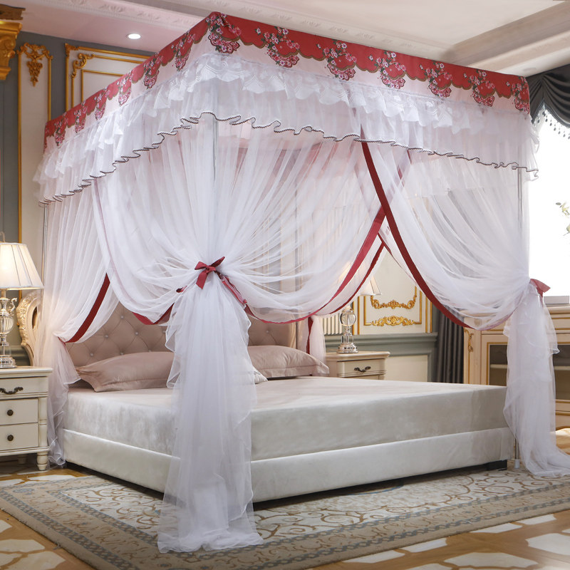 落地式蚊帐带防尘顶1.5床公主风宫廷1.8米三开门加密加厚莎粗支架