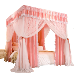 家用欧式双层蚊帐床帘一体式带支架1.8m帐莎1.5米2公主风遮光床幔