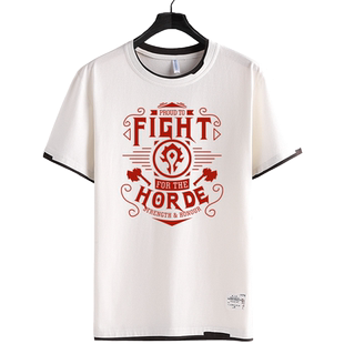 wow魔兽世界争霸为了部落联盟游戏周边假两件短袖T恤衫男女半截袖