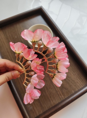 古风汉服旗袍发饰烧花簪花九排簪子烫花手工中国复古头饰步摇小钗