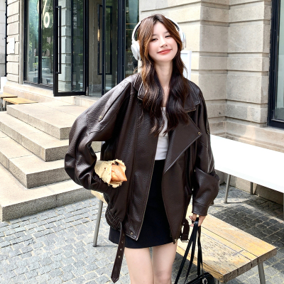 美式复古机车服廓形高级感夹克