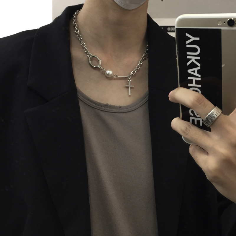 No reduction in special price! 2021 South Korean ins personalized pearl Cross Necklace hip hop bungee chain for men and women