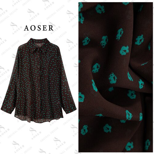 AOSER新款休闲百搭复古印花小碎花女装长袖衬衫789