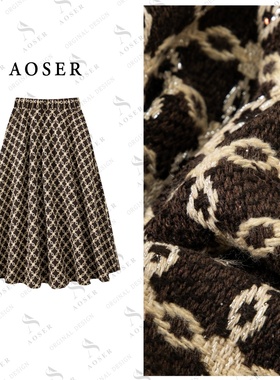 AOSER百搭时尚简约格子网红款慵懒风显瘦半身裙女装902