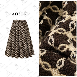 902 慵懒风显瘦半身裙女装 AOSER百搭时尚 简约格子网红款