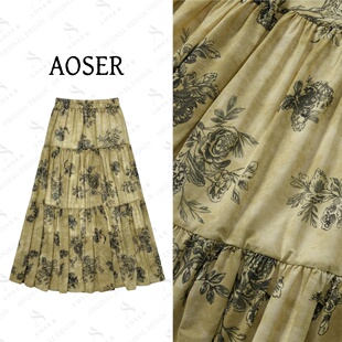 AOSER新款 2622 气质宽松百搭小众A字半身裙日常休闲风女装