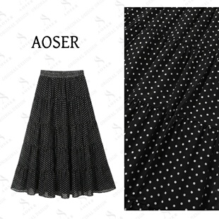 AOSER时尚 波点高腰A字半身大摆长裙630 百搭复古女装