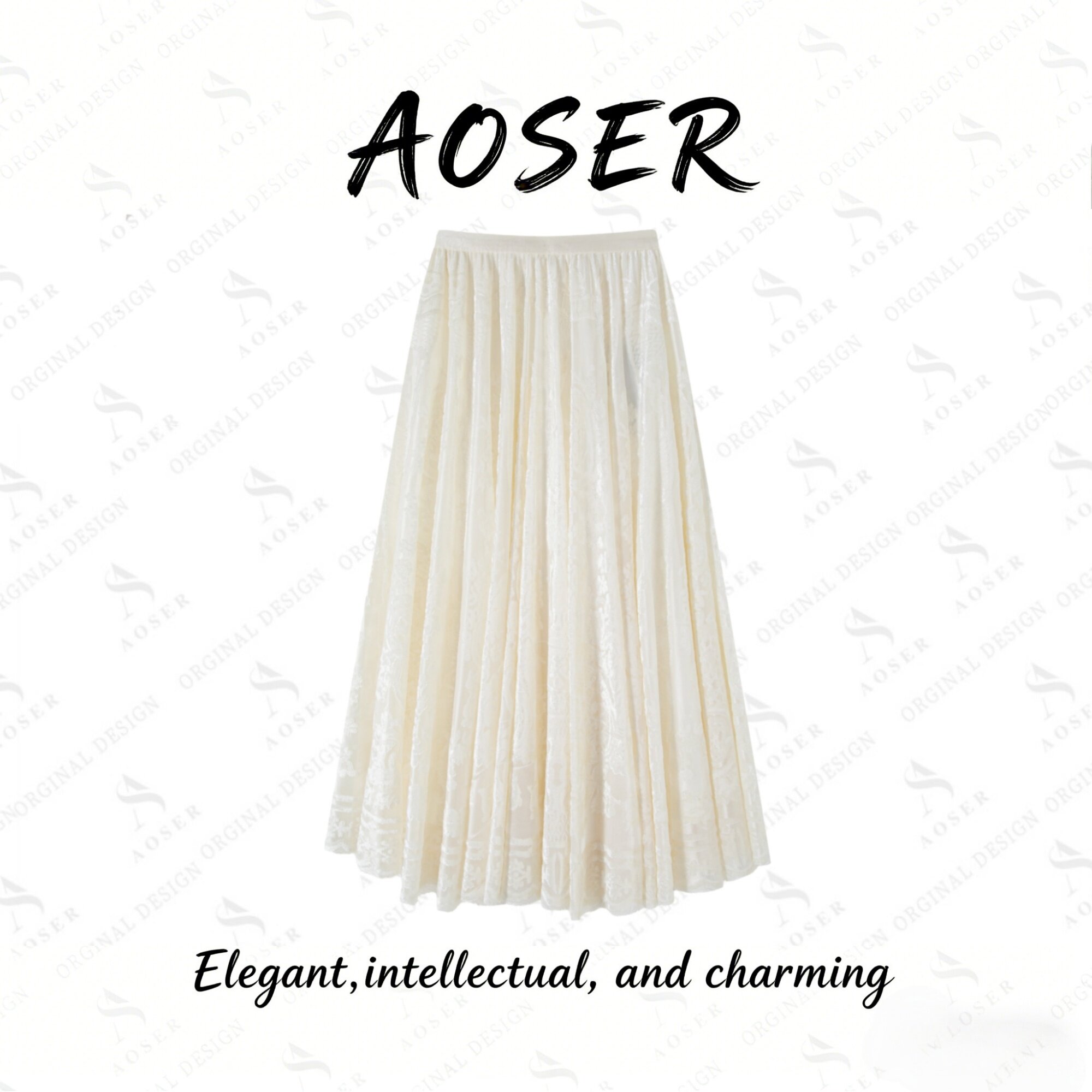 AOSER 新款时尚气质休闲百搭日常通勤女装复古宽松半身裙8885