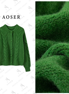 AOSER圆领慵懒休闲风气质百搭女装宽松毛衣外套2540