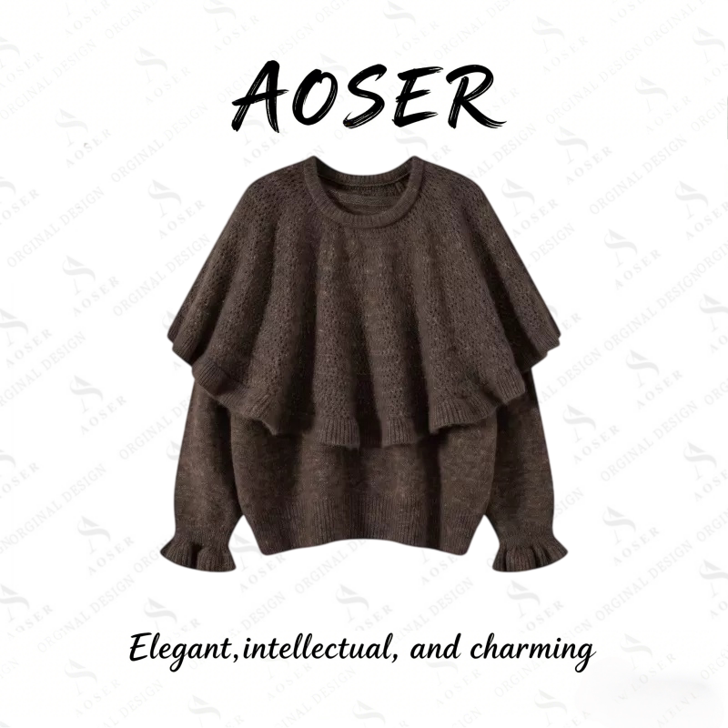 AOSER新款时尚气质百搭休闲显瘦韩版日常两件套秋冬针织毛衣26115