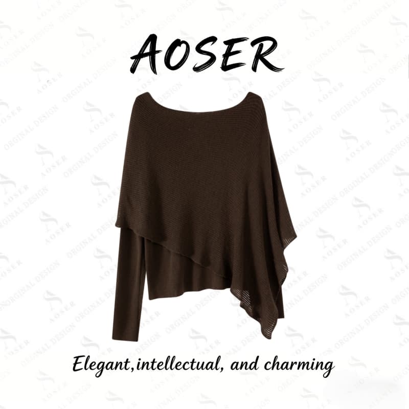 AOSER时尚气质休闲宽松圆领长袖百搭显瘦上衣女装针织衫26106