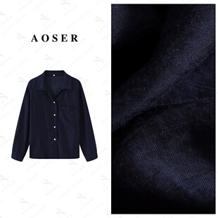 时尚 女装 百搭气质上衣纯色25611 休闲风简约宽松衬衫 AOSER长袖