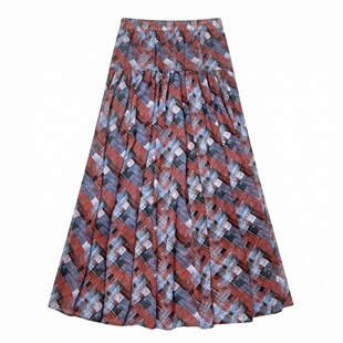 小清新千鸟格高腰A字半身裙1066 百搭休闲风女装 AOSER 时尚