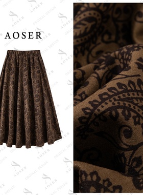 AOSER时尚宽松显瘦遮肉小众百搭咖色半身裙日常休闲风903