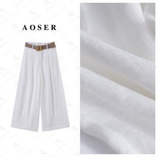 宽松5207 阔腿裤 AOSER时尚 拼接纯色复古港风简约休闲裤