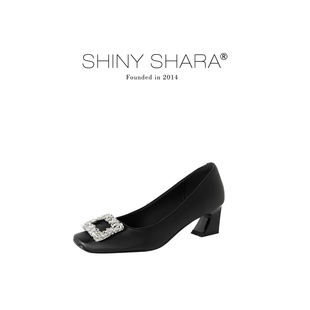 经典 Shiny 时尚 女通勤鞋 Shara 诗莎轻熟风水钻方扣浅口单鞋