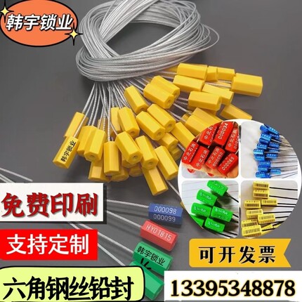 铅封钢丝封条一次性六角锁扣电表集装箱物流封签施封锁钢丝扎带