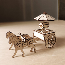 研学定制diy3D立体拼图古代鼓车木质拼装模型学生手工课益智玩具