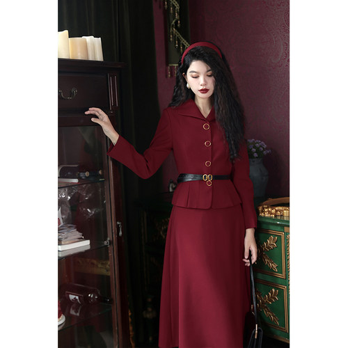 胜在颜色~港风复古红色新娘订婚套装结婚回门服春秋季女装敬酒服