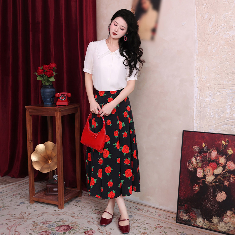 栀子花香～法式简约纯色娃娃领白色日常通勤穿搭夏季短袖直筒衬衫