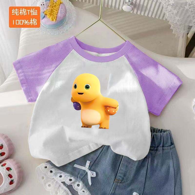 儿童t恤女童100%纯棉短袖2026新款夏季小奶龙男童衣服半袖上衣ins