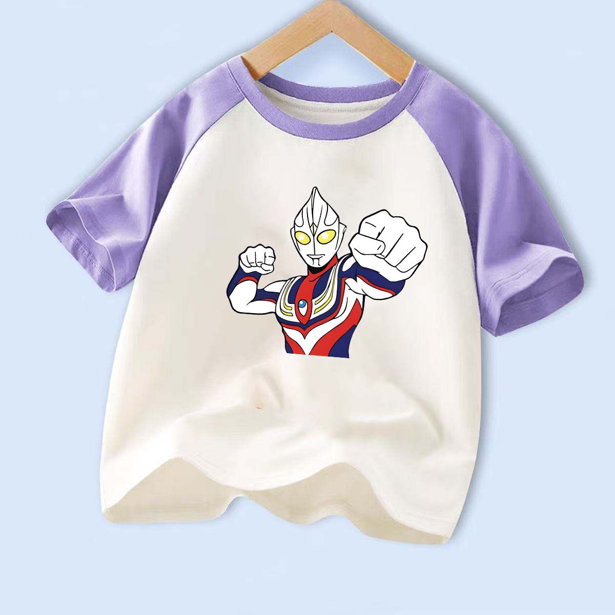 奥特曼男童100%纯棉短袖t恤夏季新款儿童衣服插肩上衣宝宝打底衫