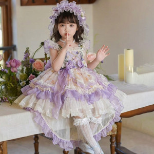 女童洛丽塔公主裙超仙蕾丝蛋糕裙高级甜美蓬蓬裙生日礼服连衣裙