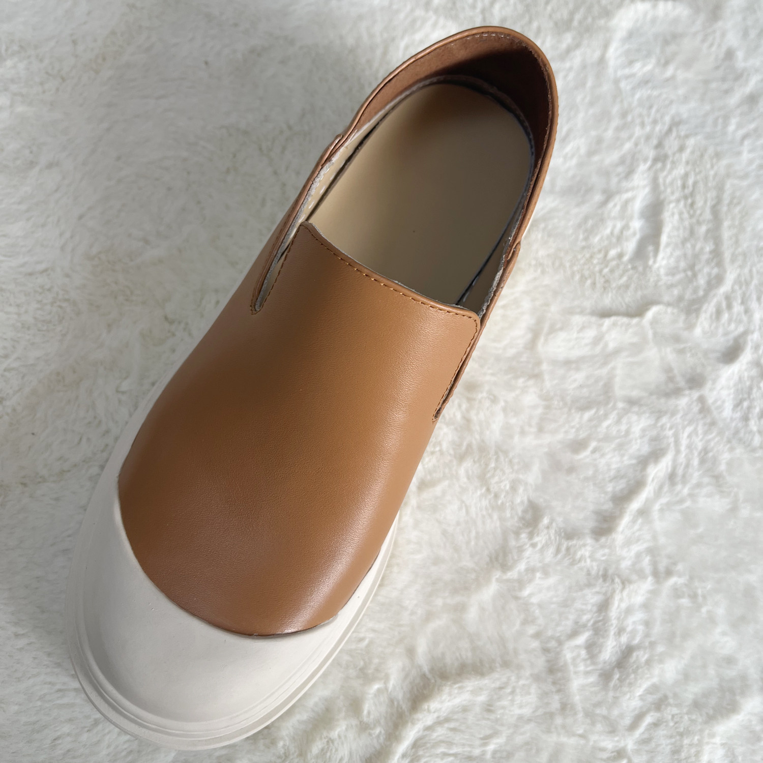 法式复古款头层牛皮木橘色都市鞋单鞋一式两穿真皮休闲学院风单鞋