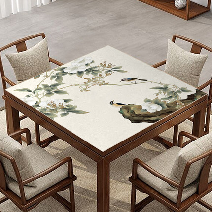 Q弹硅胶新中式餐桌垫八仙桌桌布正方形茶几桌垫皮革防水防油免洗